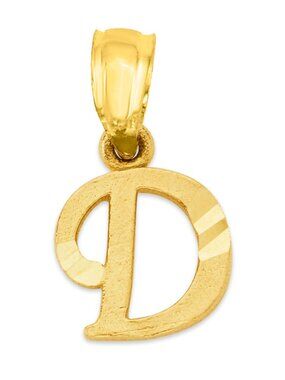 Solid 10k Gold Letter D Pendant - Personalized Initial Jewelry Gift for Necklace